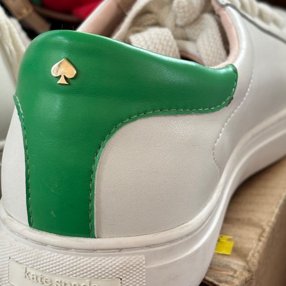 KATE SPADE Alanna Leather Sneakers White Green Women’s Size 10 - Picture 15 of 16